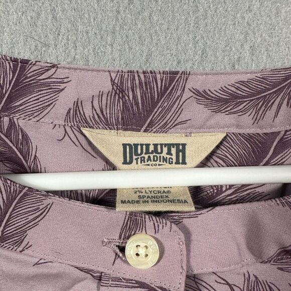 Duluth‎ Trading Co Wrinkle Fighter Tunic Button Down Shirt Purple Feather Medium - Picture 4 of 12